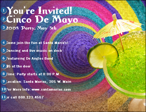 cinco de mayo party invitation template. A Margarita Beach Party