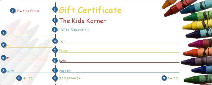 Perfect for kids, toy stores, and schools, a Crayon Gift Certificate 